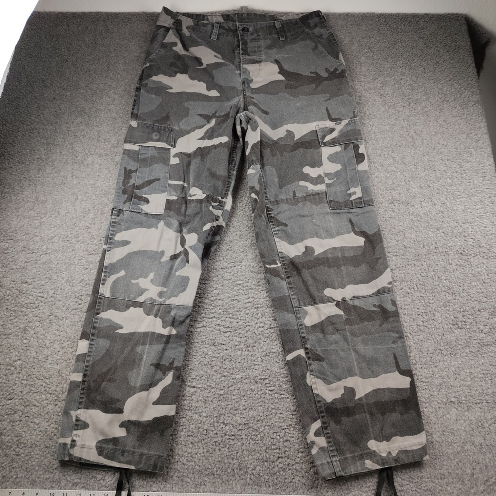 Camo Distributors Combat Trousers Cargo Pants 34x32 Mens Medium Grey Camo Faded
